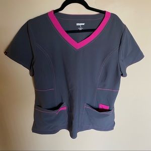 Gray and Pink scrub top